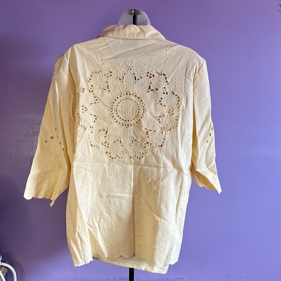 Susan Graver Women's 2-Piece Set Butter Yellow Jacket & Tank Size L Casual Chic - Picture 2 of 5